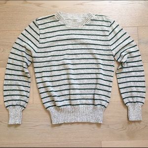 Green and Gray Striped Knit Sweater